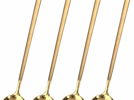 4 PCS 6.7 Inches Coffee/ Tea Spoons Long Handle, Gold, Ice Tea,