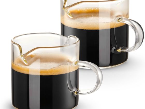 Qipecedm Espresso Cups Set of 2, 4 OZ Double Spouts Cups, Shot
