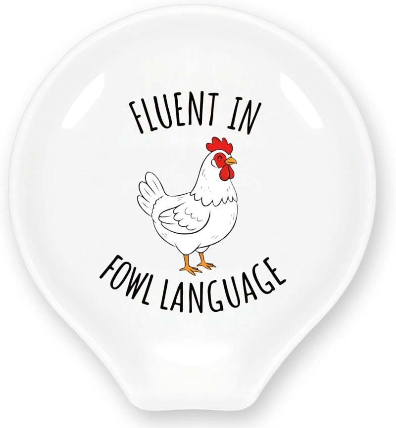 Rooster Spoon Rest, Fluent in Fowl Language Funny Coffee Spoon