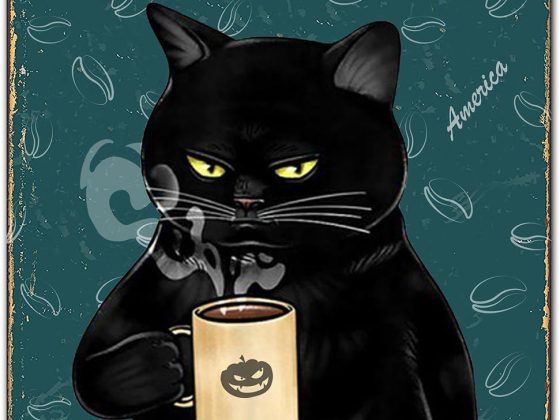 Bestylez Funny Black Cat Signs – Coffee Lovers Kitchen Decor, 12 x