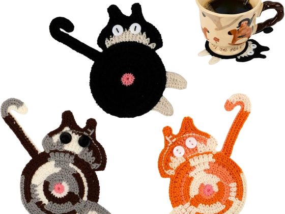 Drink Coaster | Cat Gifts for Cat Lovers,Fun Woven Creative Coaster
