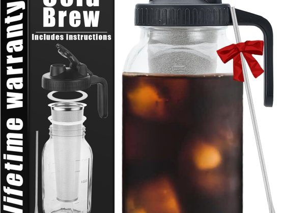 Cold Brew Mason Coffee Maker – 64oz Iced Coffee Pitcher with