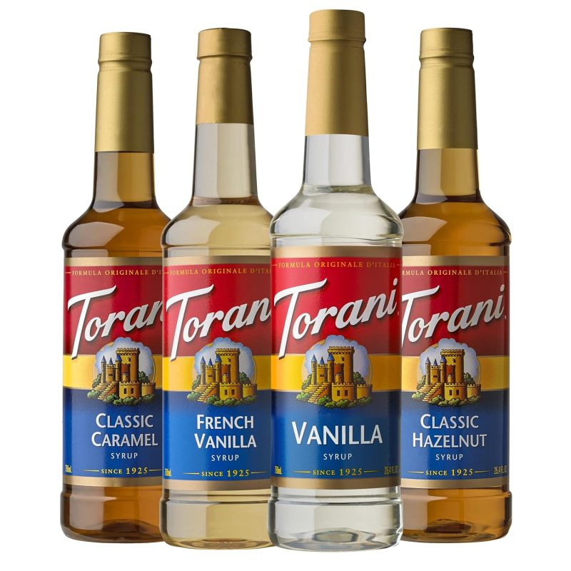 Torani Variety Pack Caramel, French Vanilla, Vanilla & Hazelnut,