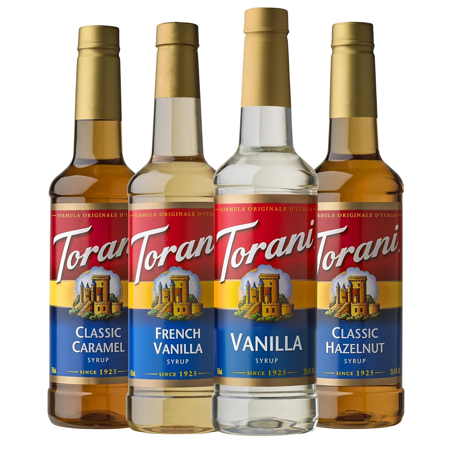 Torani Variety Pack Caramel, French Vanilla, Vanilla & Hazelnut,