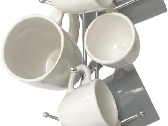 Evelots Coffee Cup Holder for Kitchen Countertop – Tree Hooks Hold