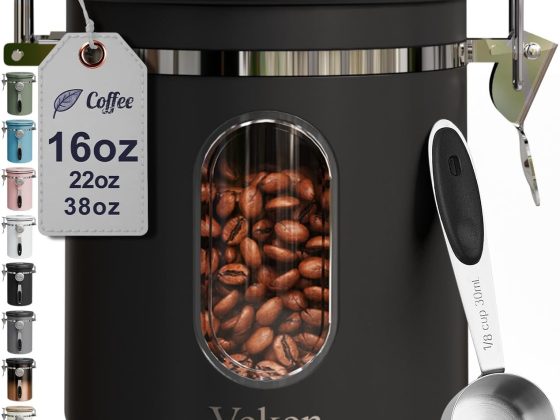 Veken Coffee Canister with Window, Airtight Stainless Steel Kitchen