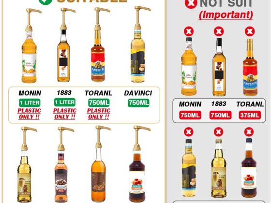 10 Pcs Gold Coffee Syrup Pump, Compatible with 25.4 Oz/750ml