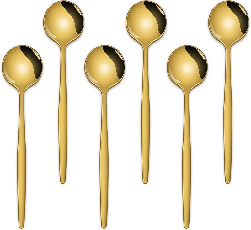 5.1 Inch Coffee & Tea Spoon,6 Pieces Gold Stainless Steel