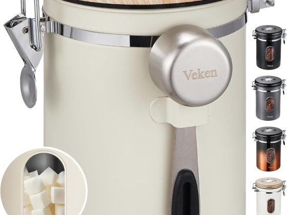 Veken Coffee Sugar Canister with Window, Coffee Lover Gift