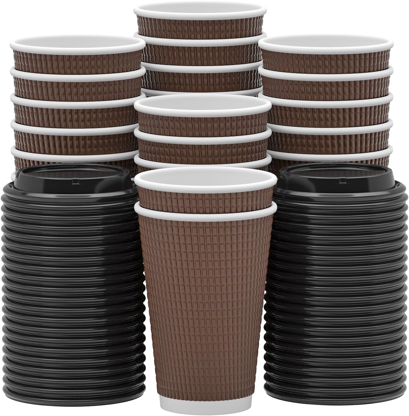 Qunclay Disposable Coffee Cups with Lids,16 oz (80 Pack) Togo Hot