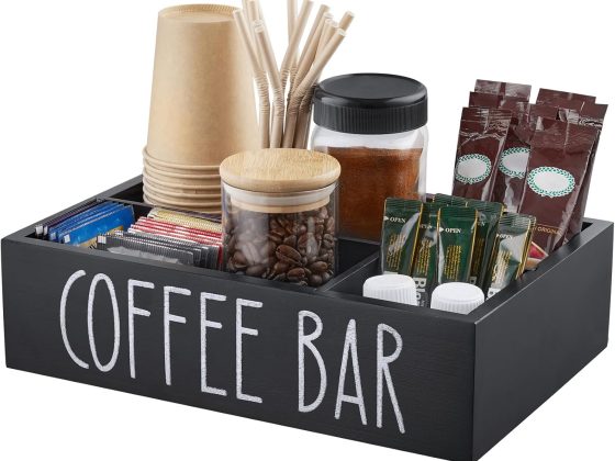 ALELION Coffee Station Organizer – Wood Countertop Accessories