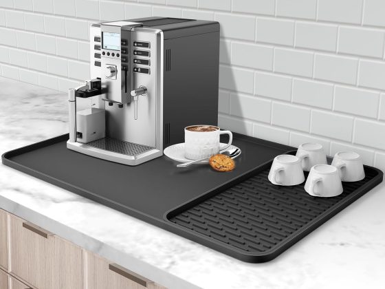 Silicone Coffee Mat, 24”x16” Bar Mat with Detachable Dish Drying