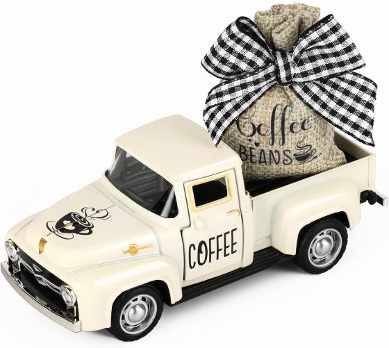 Hooqict Coffee Decor for Coffee Bar Metal Truck with Coffee Beans