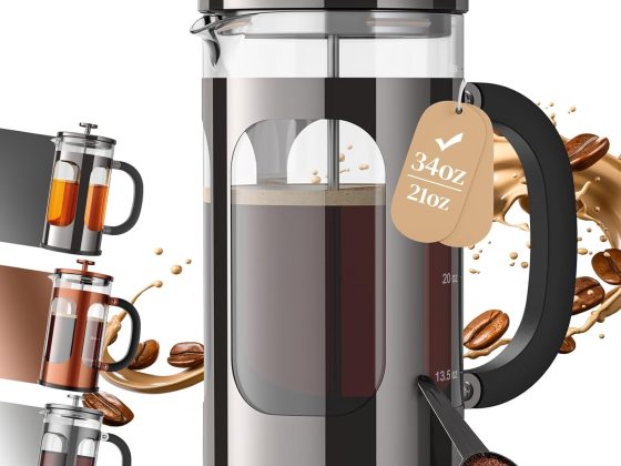 Veken French Press Coffee Maker 34oz, No Plastic Touching