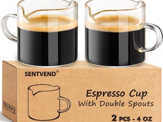 Espresso Cups Set of 2, 4 Oz Espresso Shot Glass with Handle Double