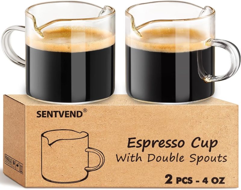 Espresso Cups Set of 2, 4 Oz Espresso Shot Glass with Handle Double