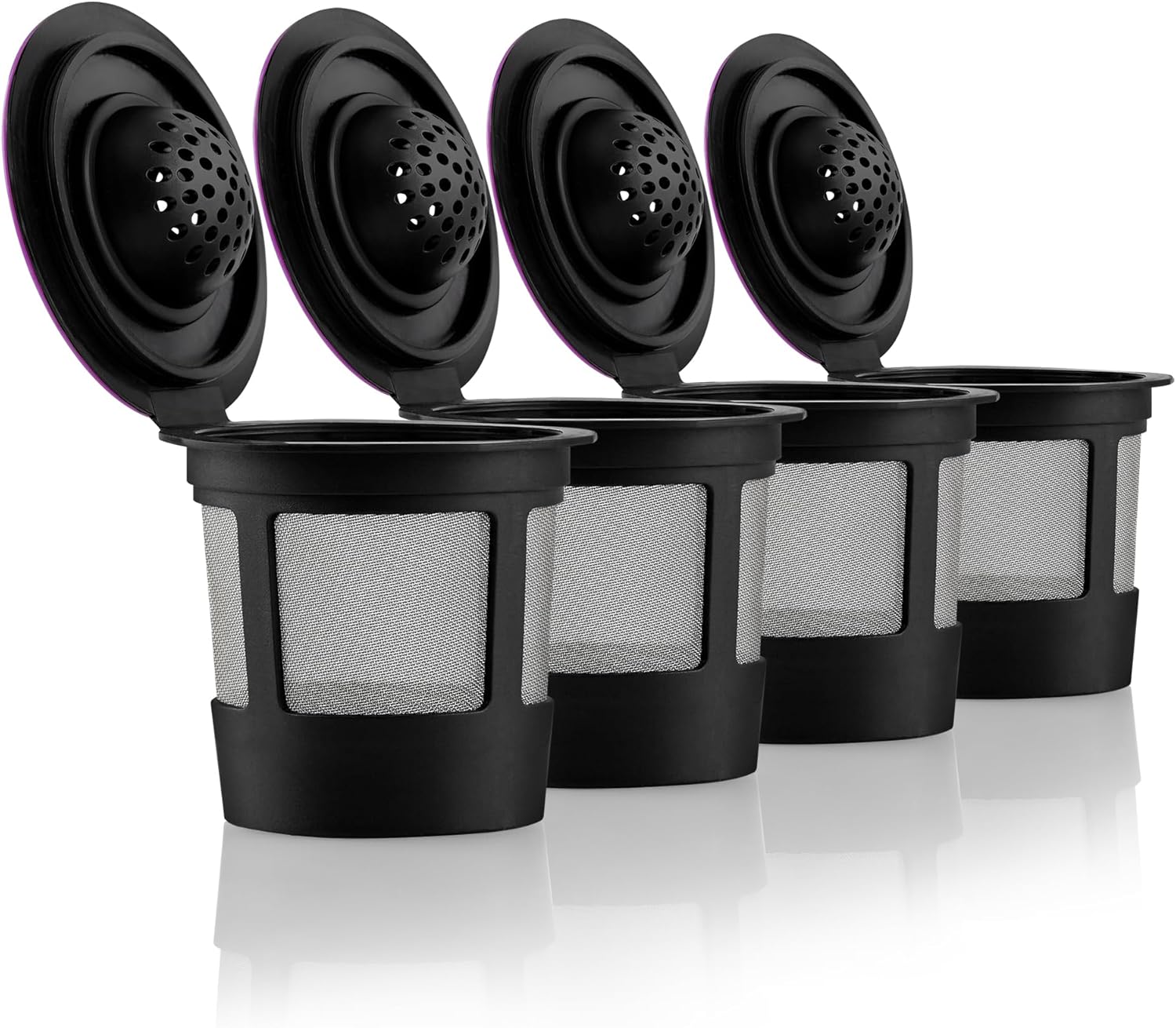 4 Black Reusable K Cups for Keurig Coffee Makers – Compatible with