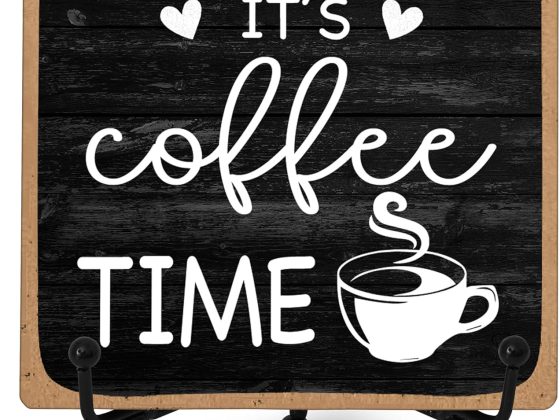 Farmhouse Coffee Bar Sign, Rise & Shine It’s Coffee Time, 5″x5″