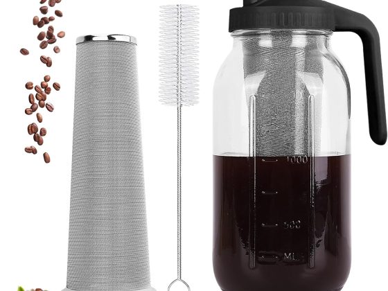 Cold Brew Coffee Maker,64 oz Mason Jar Pitcher with Stainless Steel