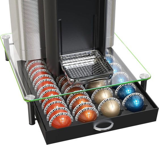 DecoBrothers Crystal Tempered Glass Vertuo Pod Holder Drawer, 24