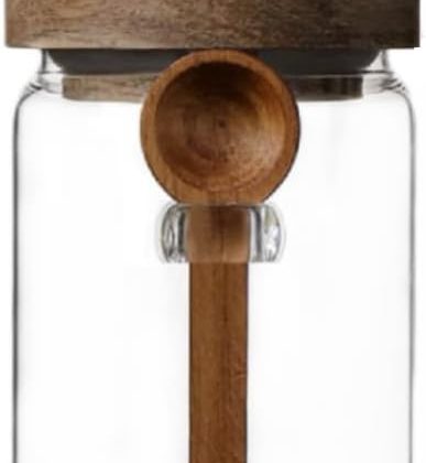 ANSQU Glass Jar with Wooden Lid and Spoon, 20.3oz Food Storage
