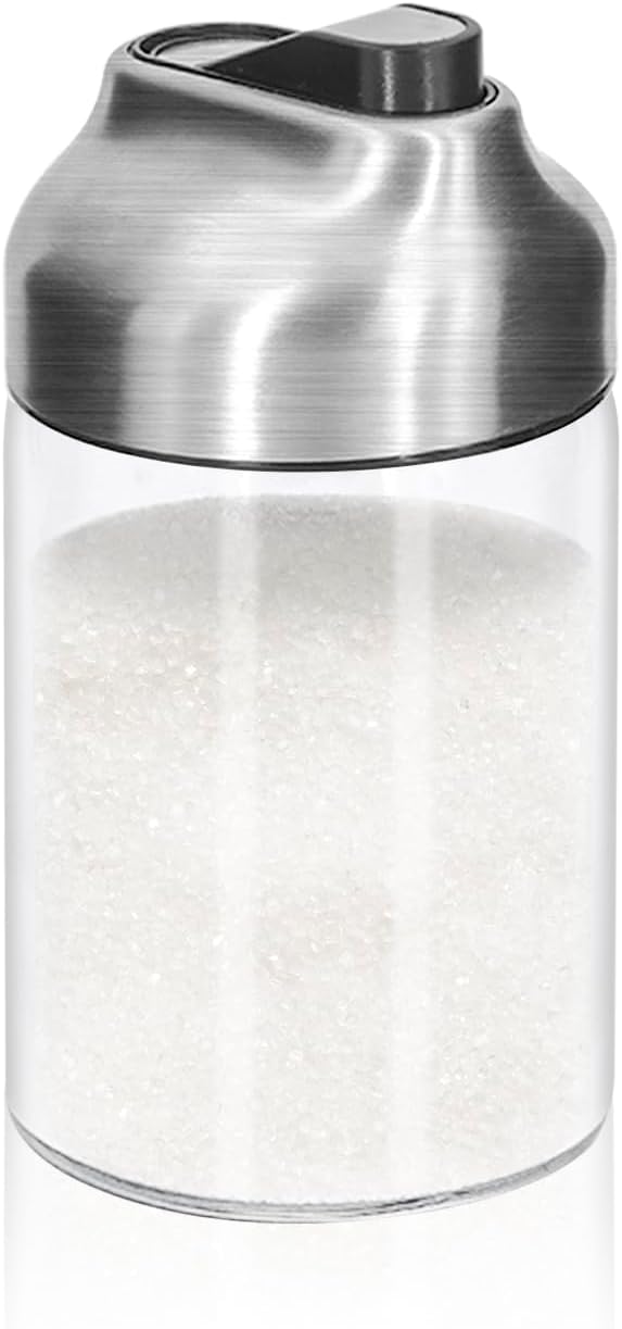 Aelga Glass Sugar Dispenser with Pour Spout, Weighted Pourer,