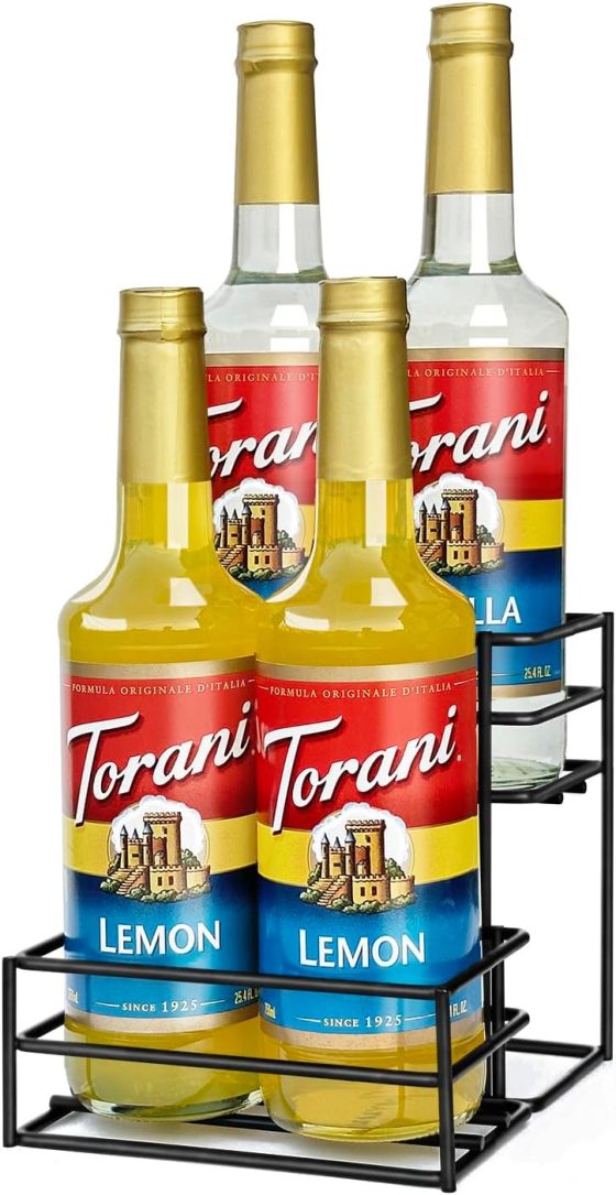 Coffee Syrup Rack (4 Bottle Capacity)，Coffee Syrup Organizer for