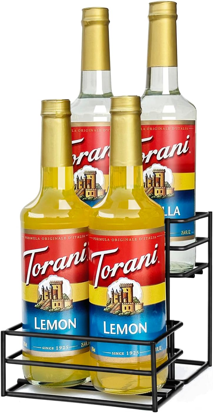 Coffee Syrup Rack (4 Bottle Capacity)，Coffee Syrup Organizer for