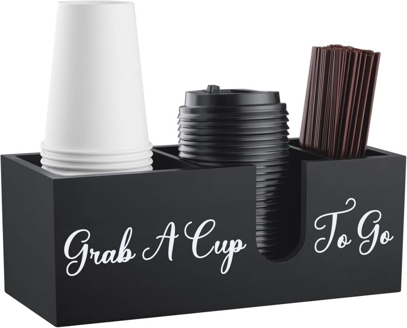 ALELION Coffee Cup Holder for Countertop – Wood Coffee Bar
