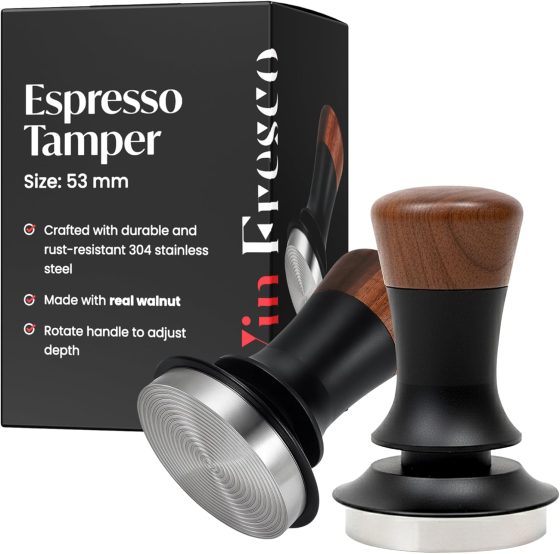 Espresso Tamper for 54mm Portafilter – Adjustable Depth Spring