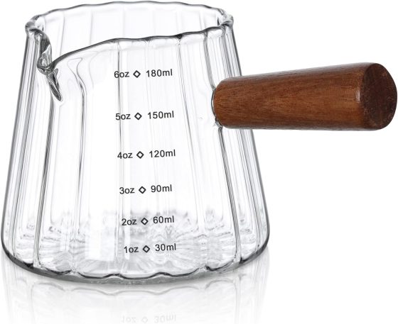 Joeyan 6 oz Glass Measuring Cups with Spout,Borosilicate Glass