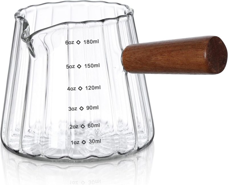 Joeyan 6 oz Glass Measuring Cups with Spout,Borosilicate Glass