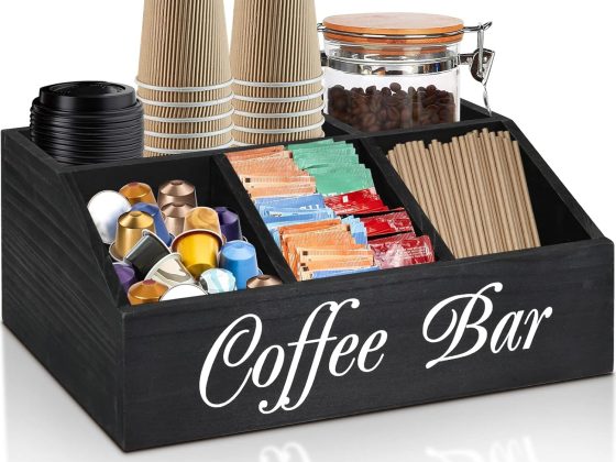 ugiftt Coffee Station Organizer for Counter, Wood Coffee Pods