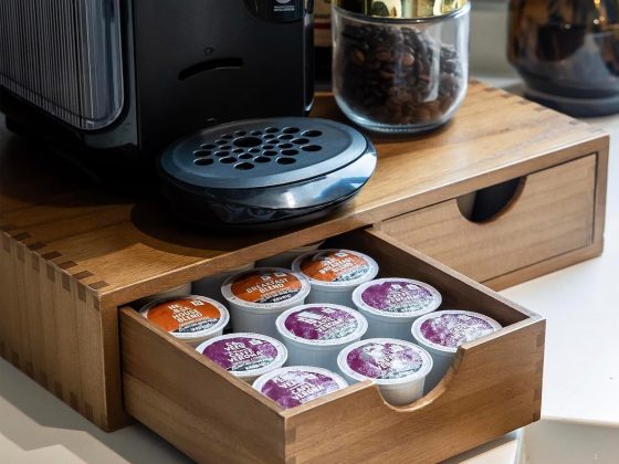 Wooden K Cup Organizer Coffee Pod Storage Box, Coffee Pods and Tea