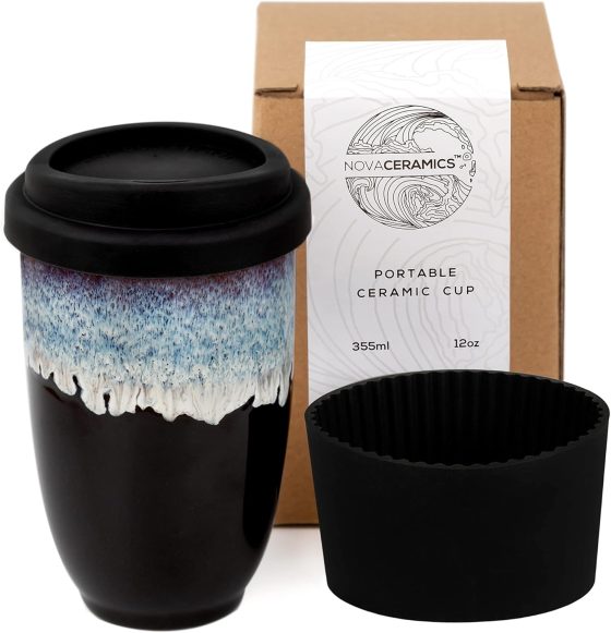 NOVA CERAMICS 12oz Travel Coffee Mug – Unique Microwave &