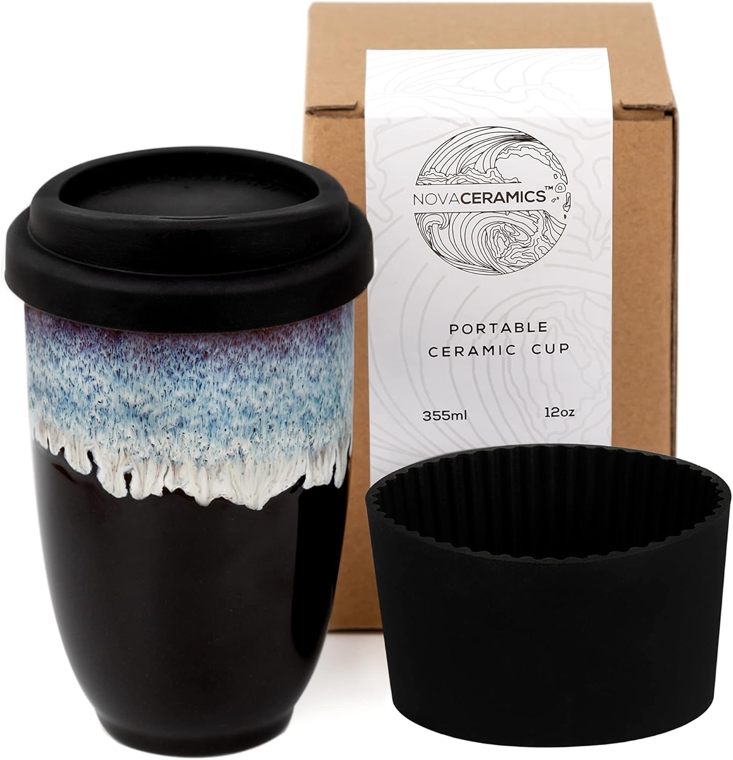 NOVA CERAMICS 12oz Travel Coffee Mug – Unique Microwave &