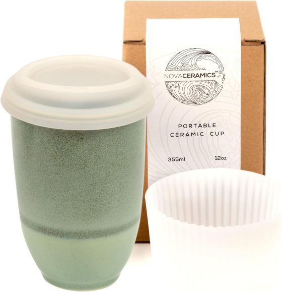 NOVA CERAMICS Travel Mug – Travel Coffee Tumbler – On the Go Coffee
