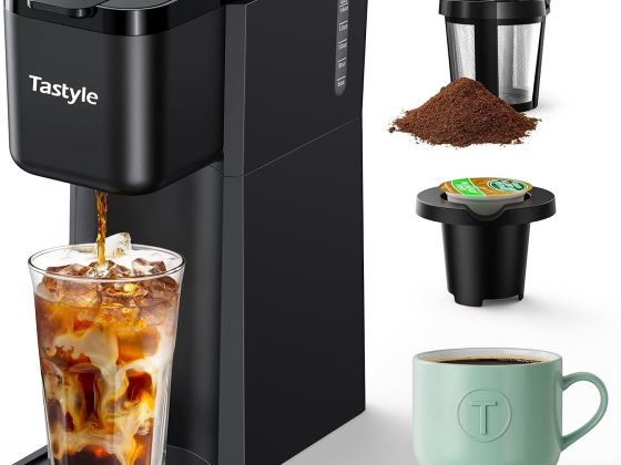 Mini Hot and Iced Coffee Maker Single Serve, for K Cup and Ground,