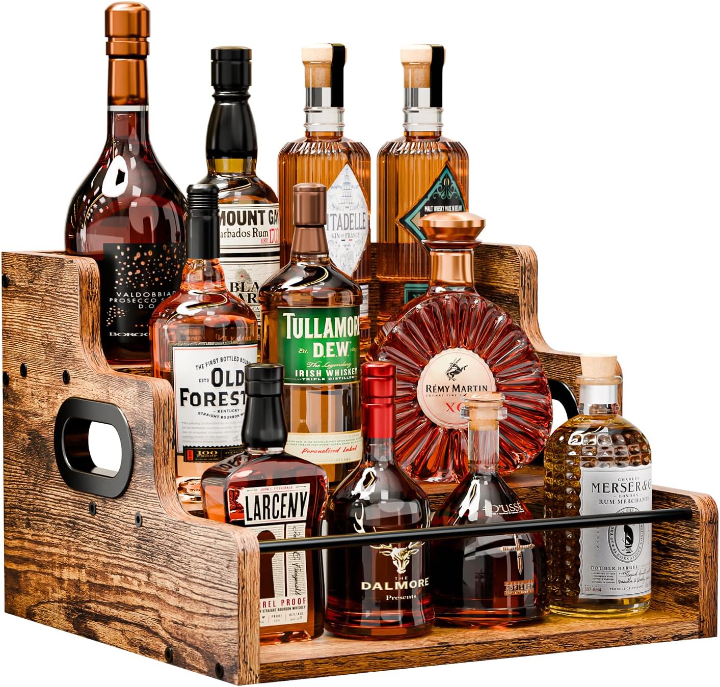 KLM Liquor Bottle Display Shelf, Coffee Syrup Rack Organizer, 3