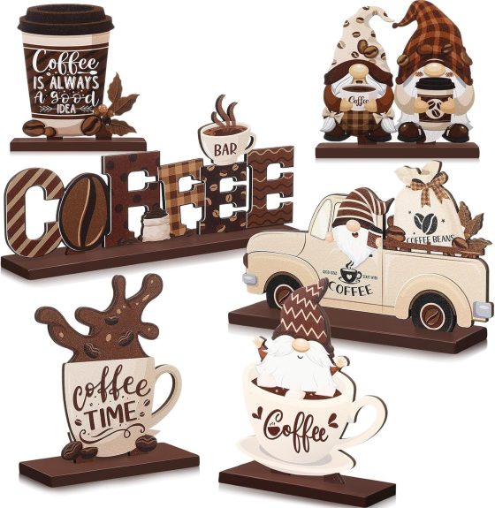 Blosssound 6 Pcs Coffee Bar Decor Sign Coffee Bar Accessories