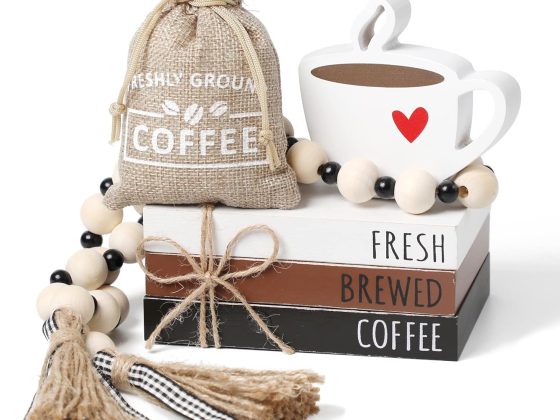 Coffee Bars Decor, 6 PCS Coffee Bar Decorations,Mini Wooden Book