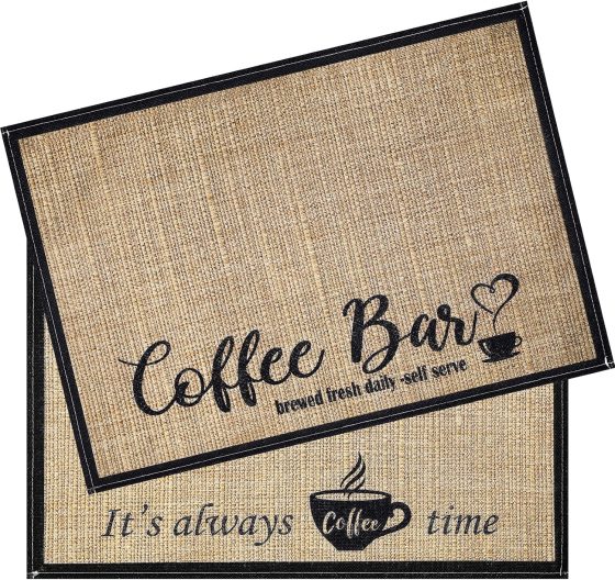 Cunhill 2 Pieces Coffee Bar Mat,Coffee Bar Accessories 20 x 14 Inch