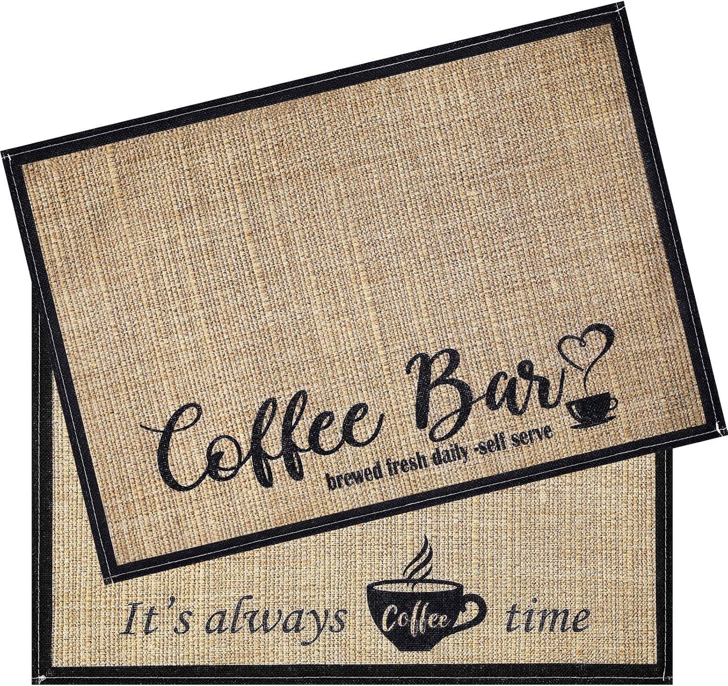 Cunhill 2 Pieces Coffee Bar Mat,Coffee Bar Accessories 20 x 14 Inch