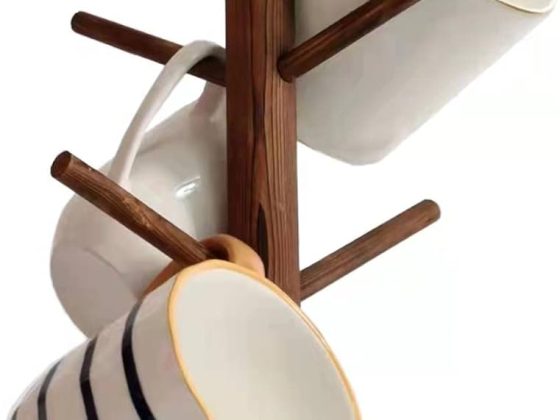 Dorhors Mug Holder Tree,Coffee Cup Holder with 6 Hooks, Wood Mug