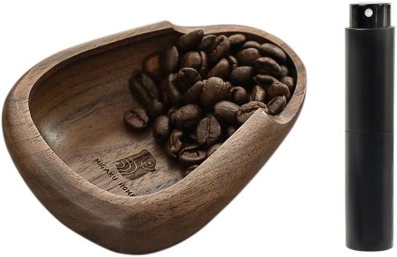 Coffee Bean Dosing Cup & RDT Spray Bottle Set – Walnut Wood