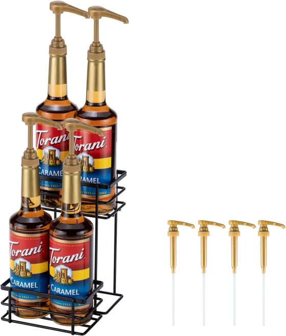 Rice rat Coffee Syrup Organizer Rack, (4 Bottle Capacity),2 Tier