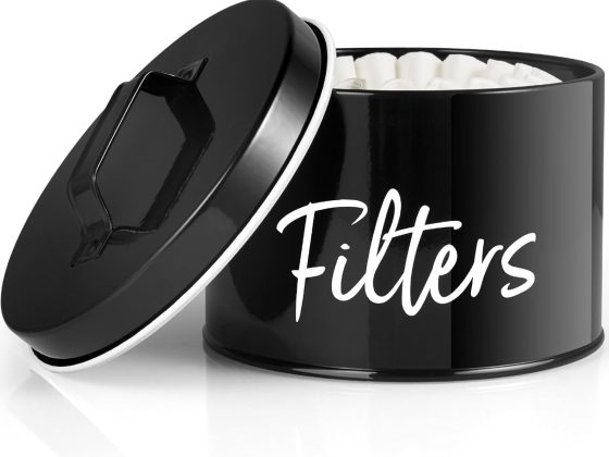 DRASTAR Coffee Filter Holder, Black Filter Storage with Lid for