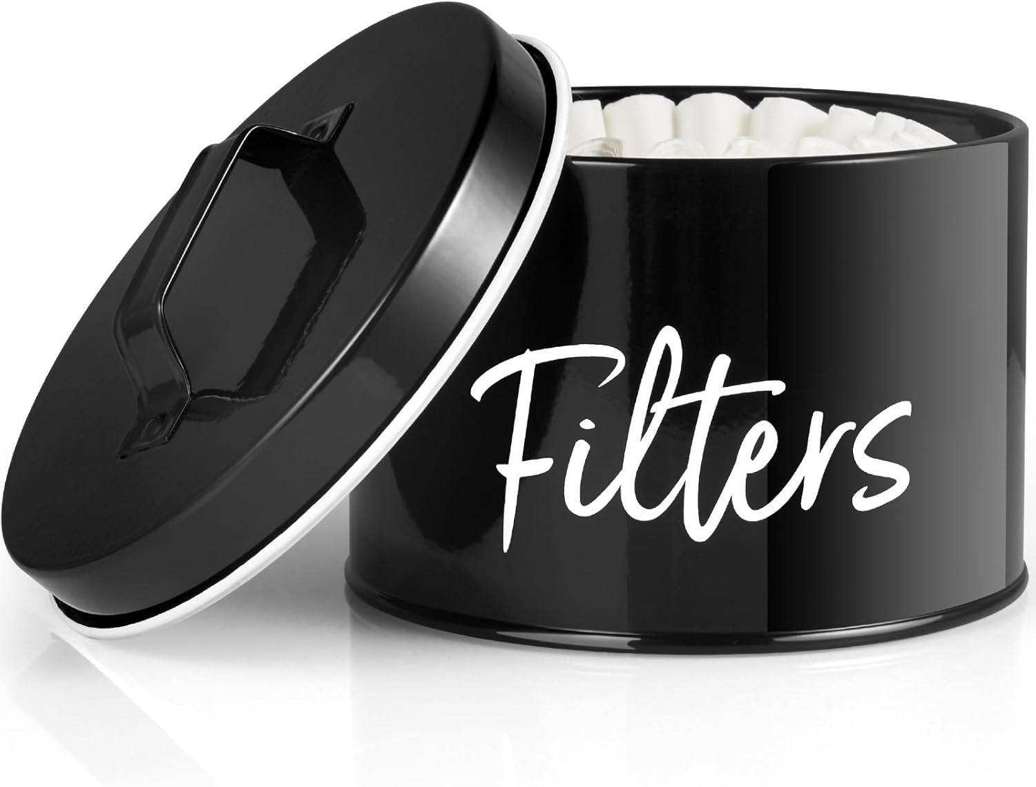DRASTAR Coffee Filter Holder, Black Filter Storage with Lid for