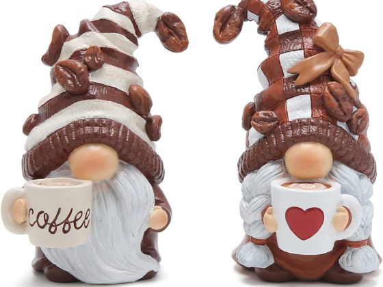 Hodao Gnome Decor Set of 2 Resin Coffee Lover Gifts with Mug, Cute