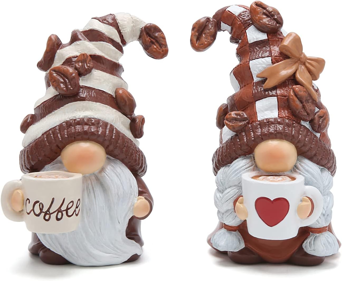 Hodao Gnome Decor Set of 2 Resin Coffee Lover Gifts with Mug, Cute